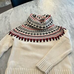 Ralph Lauren Cream Turtleneck with Black and Red Pattern